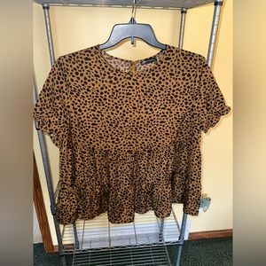 Cheetah ruffle blouse